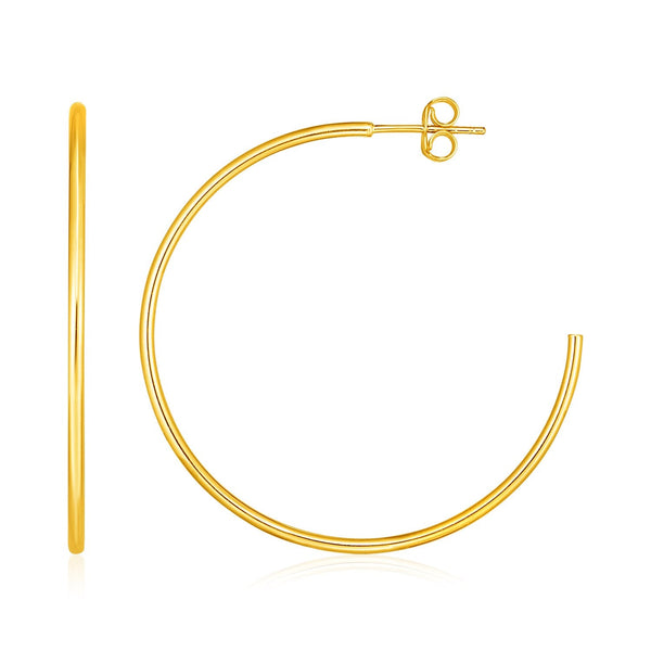 Buy LOVCIA Luxury Elegant 14K Yellow Gold Polished Hoop Earrings (40mm)