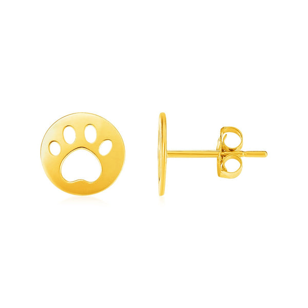 Buy LOVCIA Luxury 14k Yellow Gold Paw Print Stud Earrings