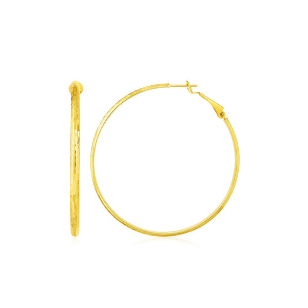 Buy LOVCIA Luxury Large Textured 14k Yellow Gold Bold Hoop Earrings