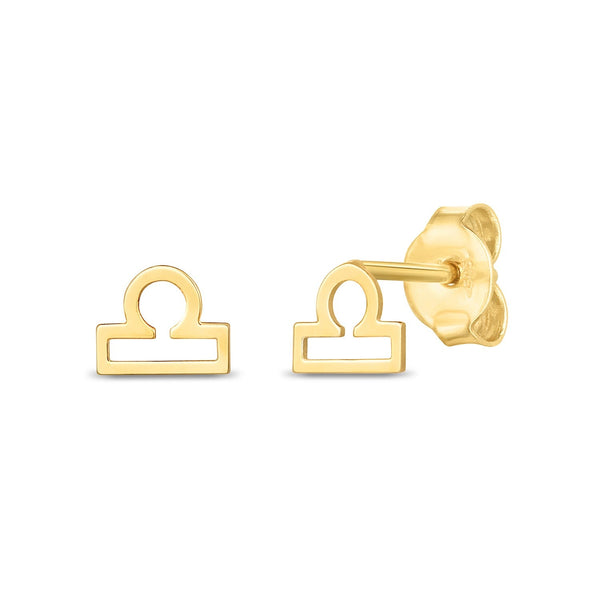 Buy LOVCIA Luxury Libra Zodiac 14k Yellow Gold Stud Earrings with Push Back Closure