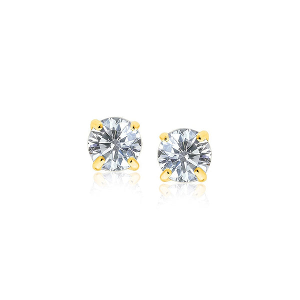 Buy LOVCIA Luxury Dazzling 14k Yellow Gold Round-Cut Cubic Zirconia Stud Earrings (5mm)