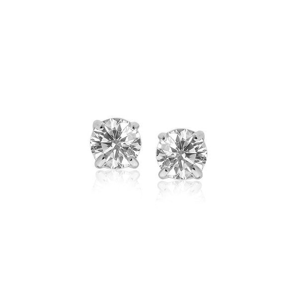 Buy LOVCIA Luxury 14k White Gold 4mm Round Cubic Zirconia Stud Earrings with Push Back