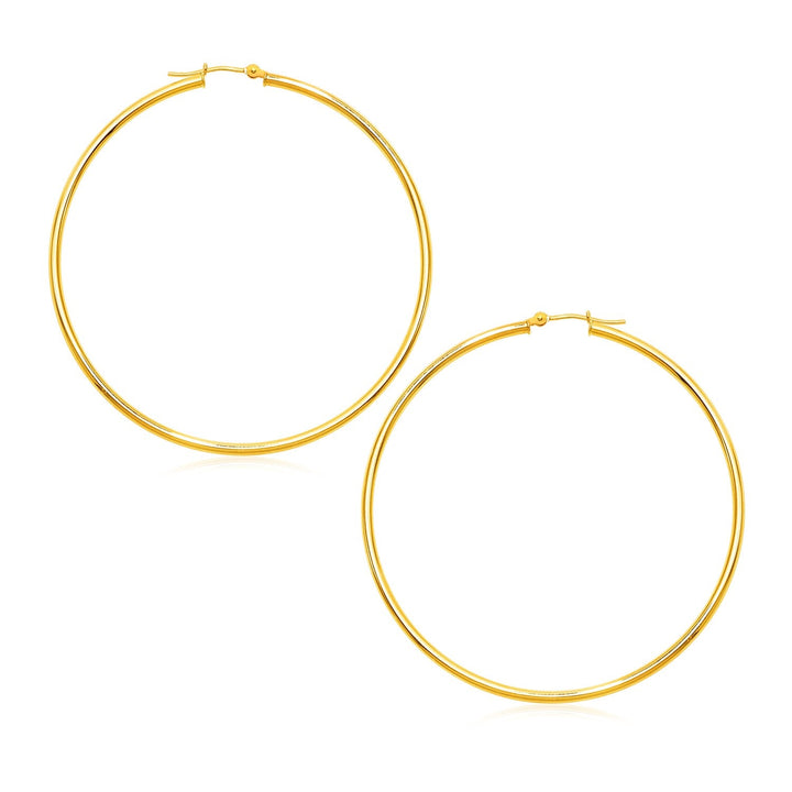 Buy LOVCIA Luxury Bold 14K Yellow Gold Large Hoop Earrings with Hinged Clasps (60mm)