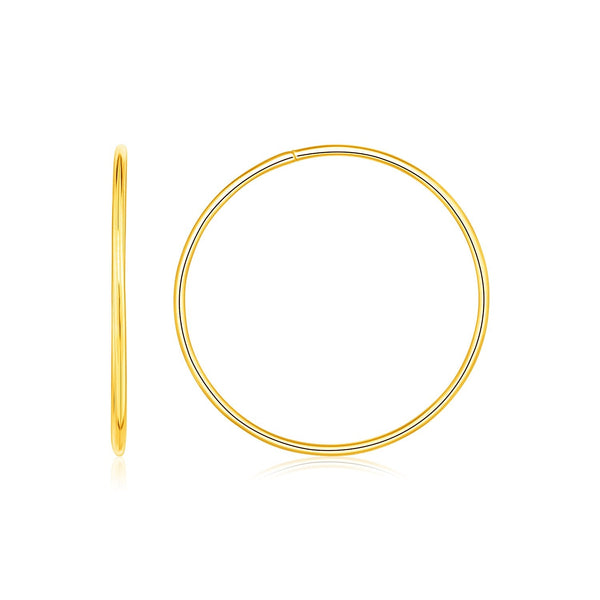 Buy LOVCIA Luxury Radiant 14K Yellow Gold Endless Hoop Earrings (1.2x30mm)