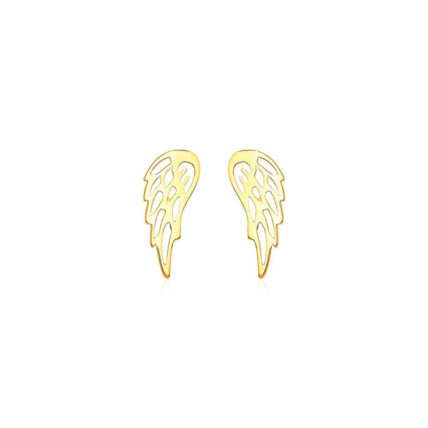 Buy LOVCIA Luxury Charming 14k Yellow Gold Winged Stud Earrings