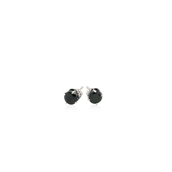 Buy LOVCIA Luxury Dazzling 14k White Gold Earrings with Round Black Cubic Zirconia Stones (4mm)