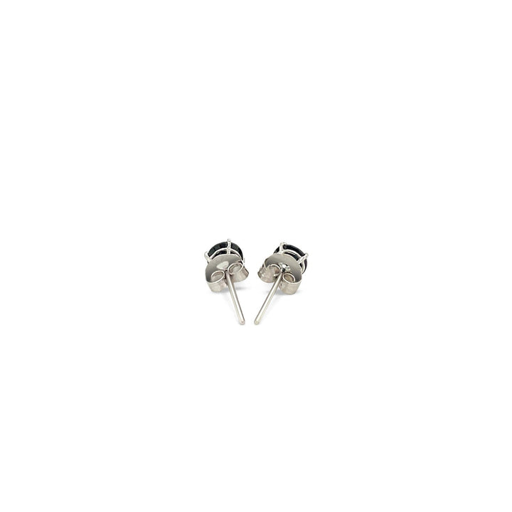 Buy LOVCIA Luxury Dazzling 14k White Gold Earrings with Round Black Cubic Zirconia Stones (4mm)