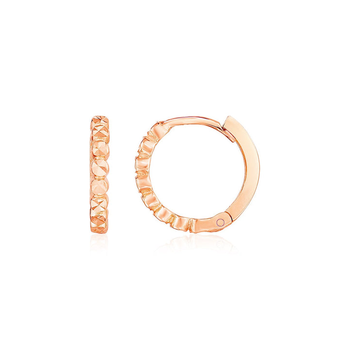 Buy LOVCIA Luxury 14K Rose Gold Textured Geometric Hoop Earrings