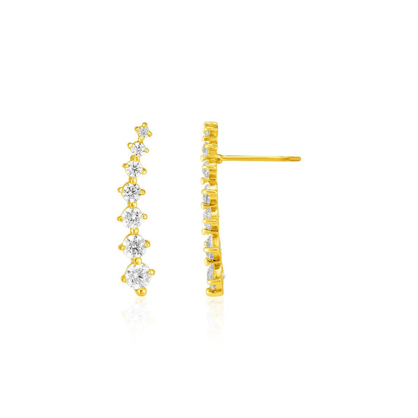 Buy LOVCIA Luxury Glamorous 14k Yellow Gold Ear Climbers with Sparkling Cubic Zirconia Stones