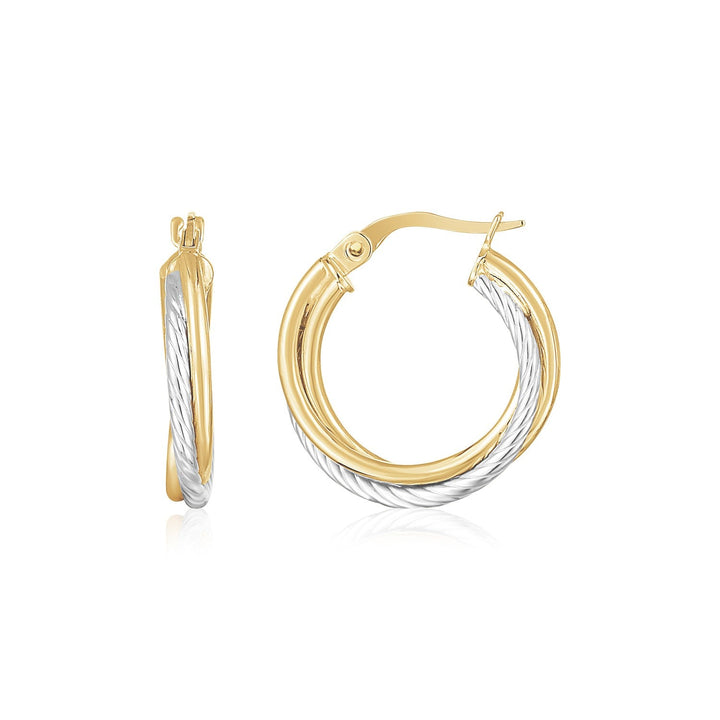 Buy LOVCIA Luxury 14K Two-Tone Gold Lightly Twisted Hoop Earrings