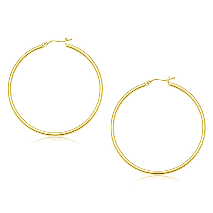 Buy LOVCIA Luxury Glamorous 10k Yellow Gold 45mm Hoop Earrings with Snap Lock Backing