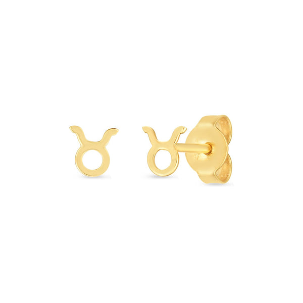 Buy LOVCIA Luxury Taurus Zodiac Stud Earrings in 14K Yellow Gold