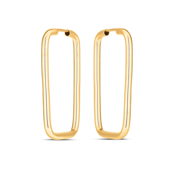 Buy LOVCIA Luxury 14k Yellow Gold Polished Rectangle Hoop Earrings