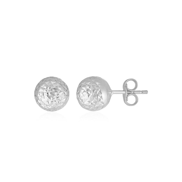 Buy LOVCIA Luxury 14k White Gold Crystal-Cut Textured Ball Earrings (5mm)