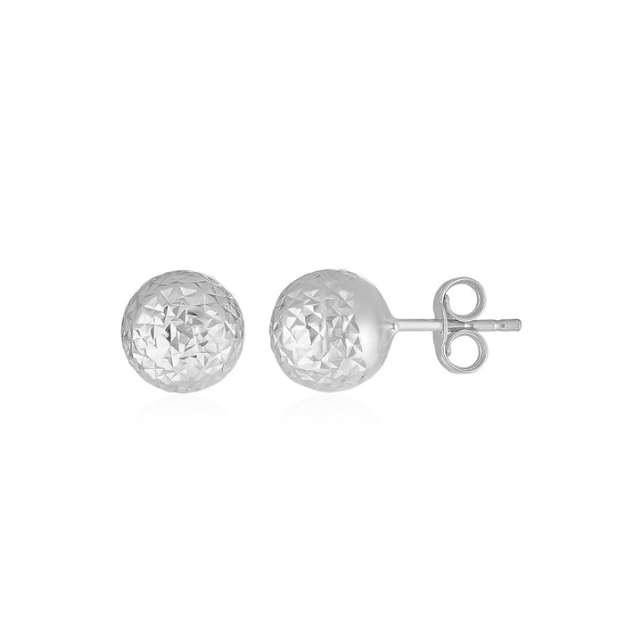 Buy LOVCIA Luxury 14k White Gold Crystal-Cut Textured Ball Earrings (5mm)