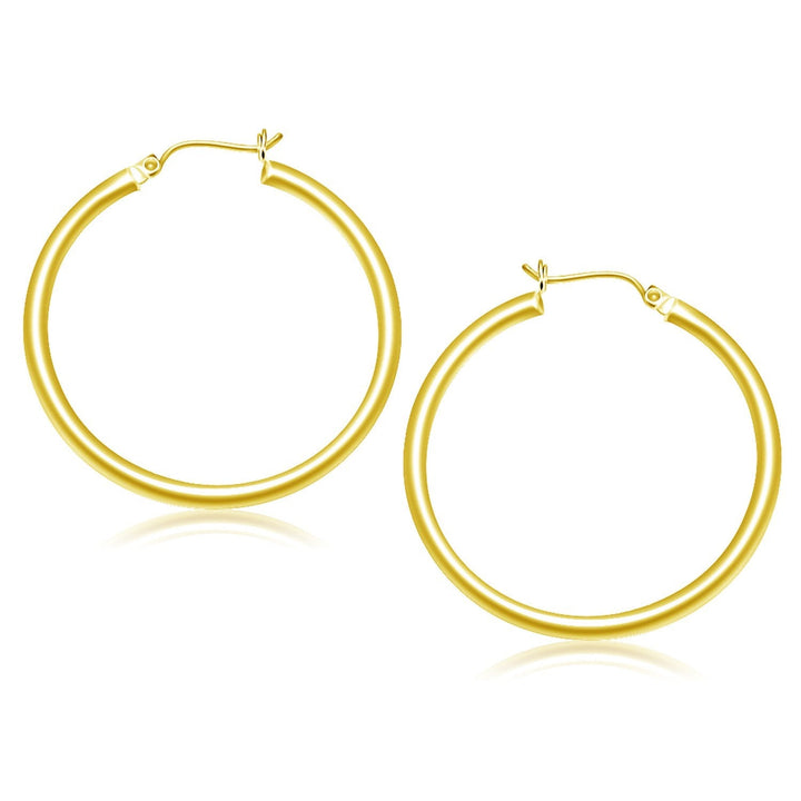 Buy LOVCIA Luxury Radiant 10k Yellow Gold 40mm Hoop Earrings with Snap Lock Backing