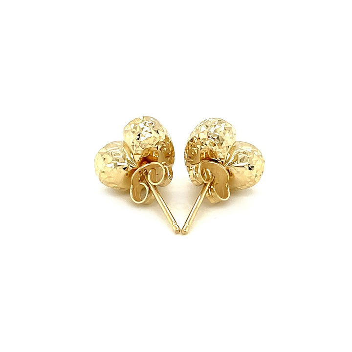 Buy LOVCIA Luxury 14k Yellow Gold Heart-Shaped Earrings with Diamond Cut Design