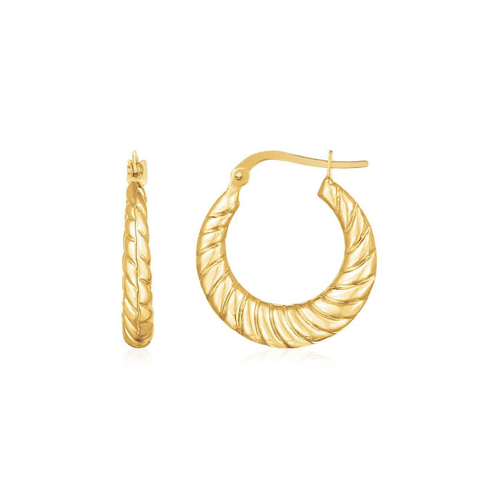 Buy LOVCIA Luxury Elegant 14K Yellow Gold Twisted Cable Hoops with Hinged Clasp