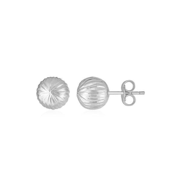 Buy LOVCIA Luxury Modern 14K White Gold Textured Ball Stud Earrings (5mm)