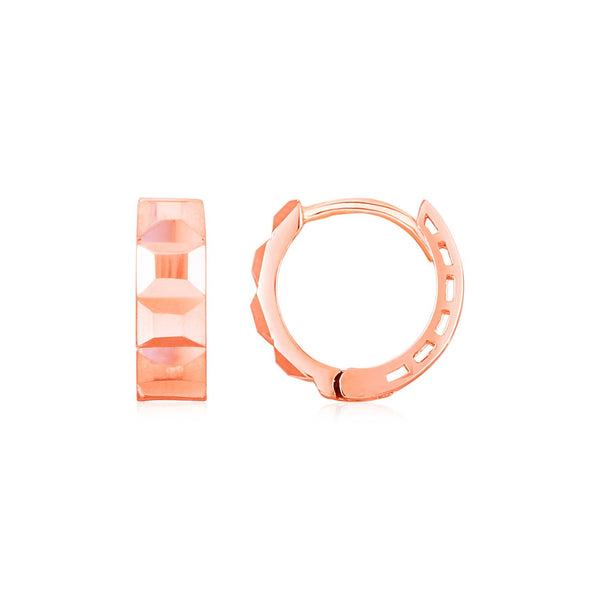 Buy LOVCIA Luxury 14K Rose Gold Geometric Faceted Hoop Earrings