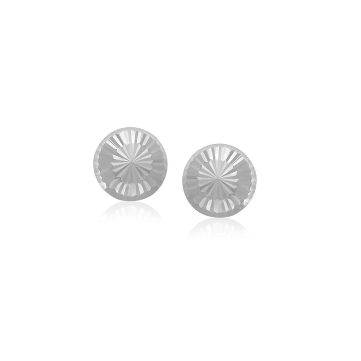 Buy LOVCIA Luxury Dainty 14k White Gold Sunburst Textured Stud Earrings (6mm)