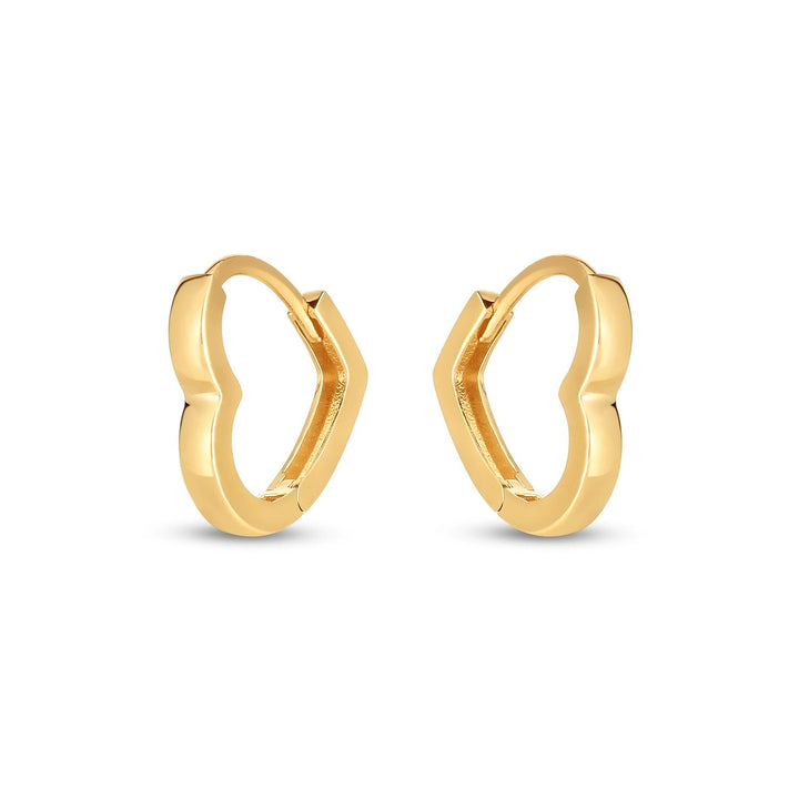 Buy LOVCIA Luxury Chic 14k Yellow Gold Heart-Shaped Huggie Earrings