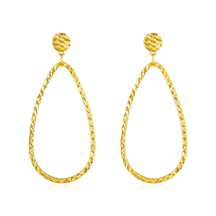 Buy LOVCIA Luxury Classic 14k Yellow Gold Textured Teardrop Earrings with Pushback Clasps