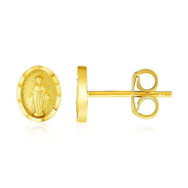 Buy LOVCIA Luxury 14k Yellow Gold Religious Medallion Stud Earrings