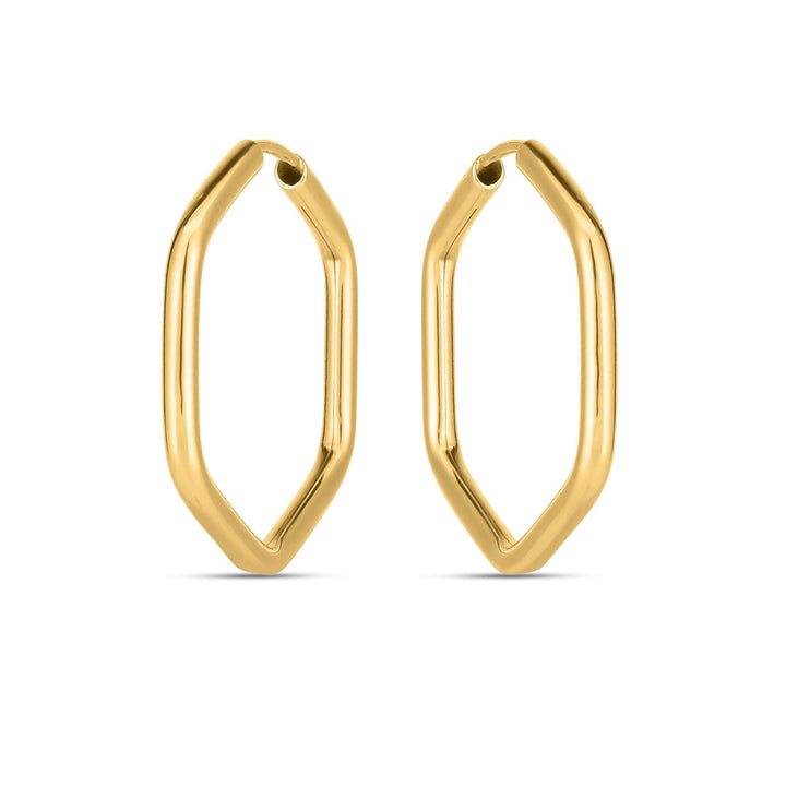 Buy LOVCIA Luxury 14k Yellow Gold Hexagonal Hoop Earrings with Endless Closure