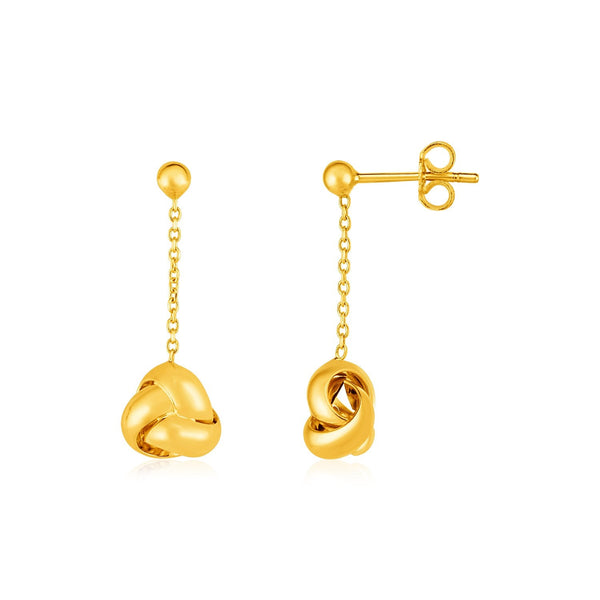 Buy LOVCIA Luxury Dazzling 14k Yellow Gold Love Knot Dangling Earrings