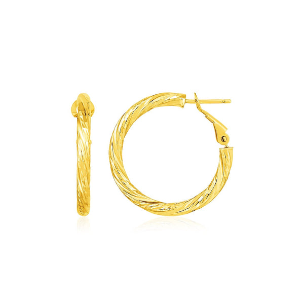 Buy LOVCIA Luxury Petite 14k Yellow Gold Twisted Hoop Earrings with Snap Clasps (15mm)