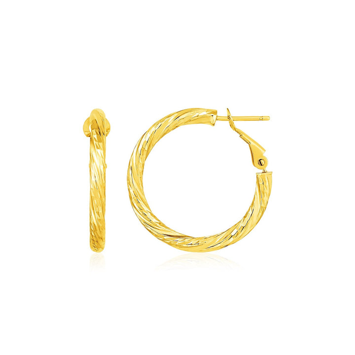 Buy LOVCIA Luxury Petite 14k Yellow Gold Twisted Hoop Earrings with Snap Clasps (15mm)