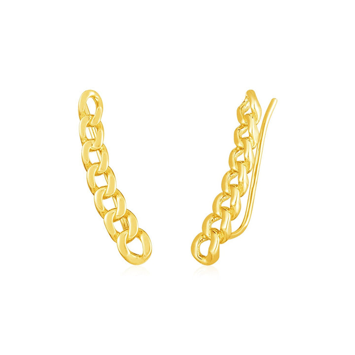 Buy LOVCIA Luxury 14k Yellow Gold Chain Link Ear Climber Earrings with Euro Wire