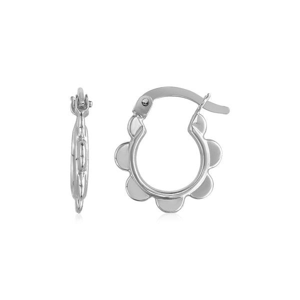 Buy LOVCIA Luxury Classic 14k White Gold Petal-Design Hoop Earrings