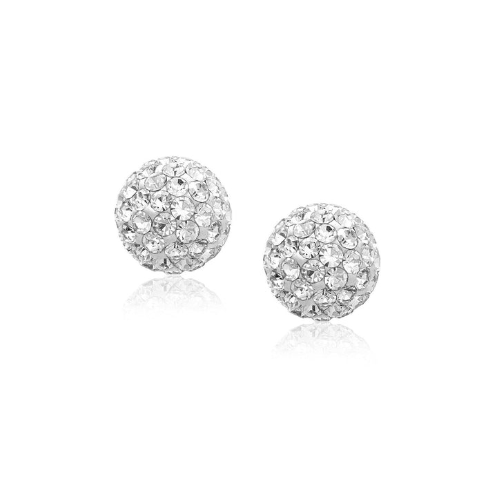 Buy LOVCIA Luxury 14k Yellow Gold White Crystal Ball Stud Earrings (8mm)