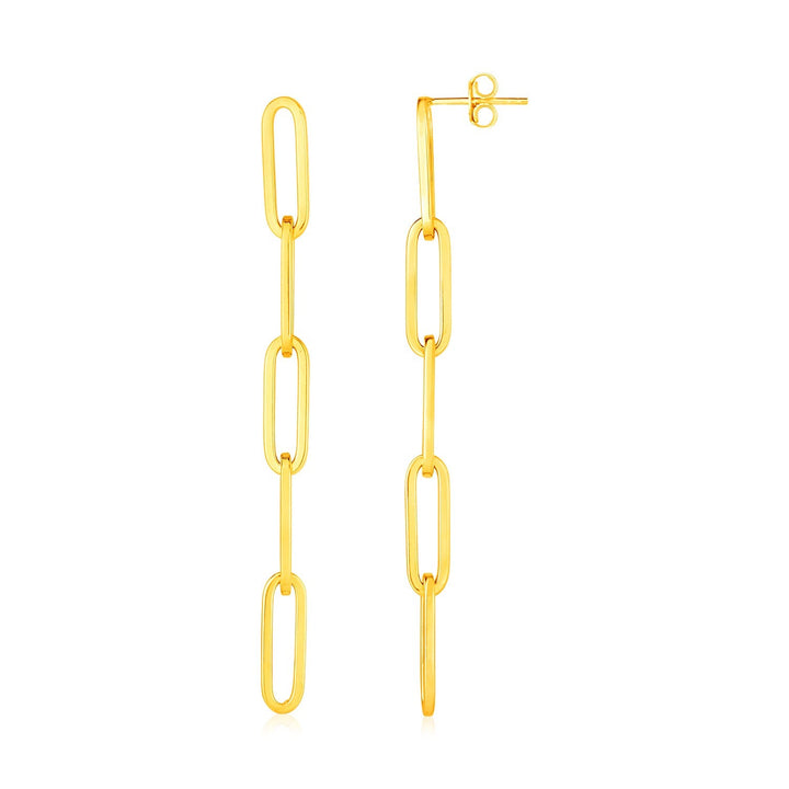 Buy LOVCIA Luxury Glamorous 14K Yellow Gold Paperclip Chain Dangle Earrings