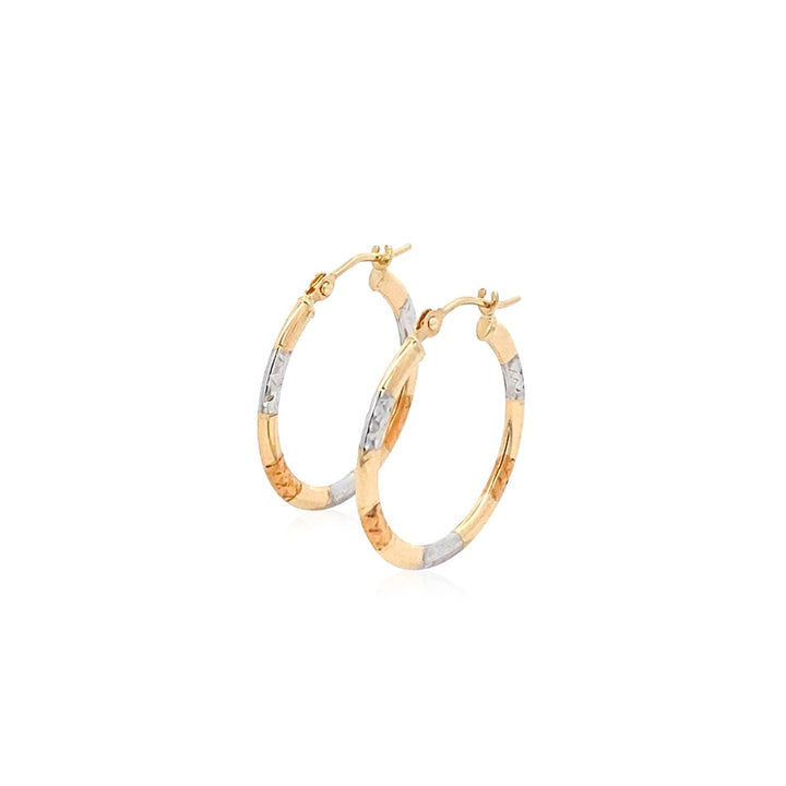 Buy LOVCIA Luxury Tri-Color 10k Gold Hoop Earrings with Diamond-Cut Accents (20mm)