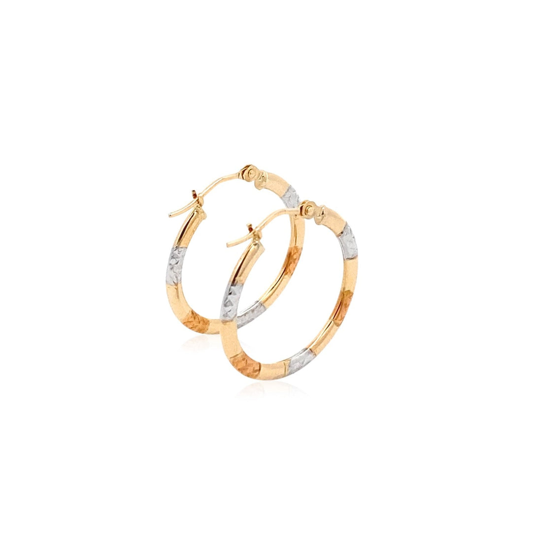 Buy LOVCIA Luxury Tri-Color 10k Gold Hoop Earrings with Diamond-Cut Accents (20mm)