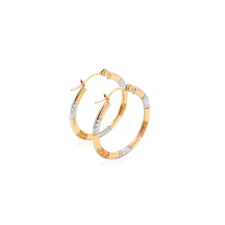 Buy LOVCIA Luxury Tri-Color 10k Gold Hoop Earrings with Diamond-Cut Accents (20mm)