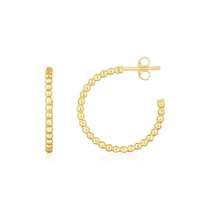 Buy LOVCIA Luxury Elegant 14K Yellow Gold Beaded Hoop Earrings