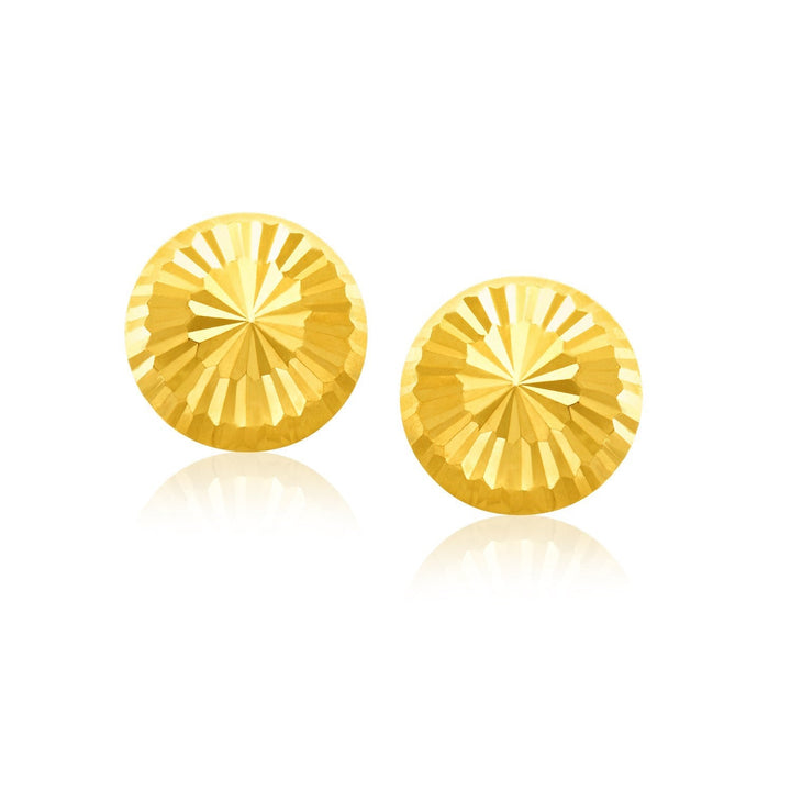 Buy LOVCIA Luxury Dazzling 14k Yellow Gold Sunburst Flat Stud Earrings (8mm)