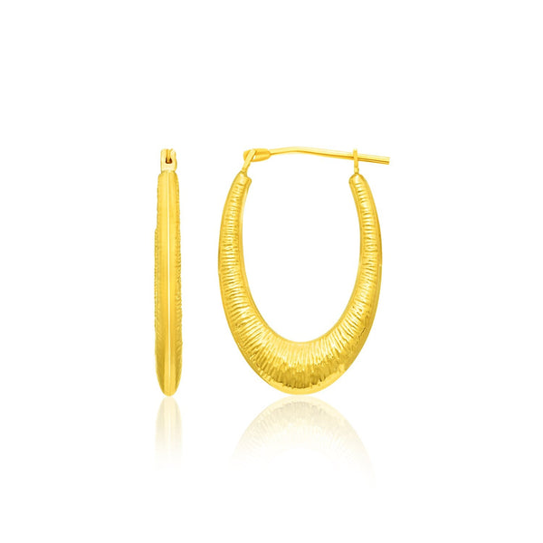 Buy LOVCIA Luxury Graceful 14k Yellow Gold Textured Oval Hoop Earrings