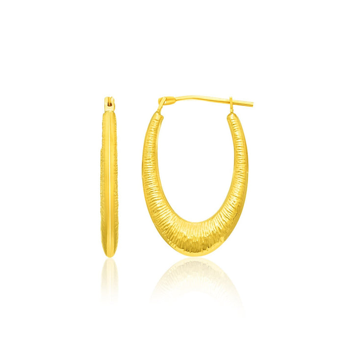 Buy LOVCIA Luxury Graceful 14k Yellow Gold Textured Oval Hoop Earrings