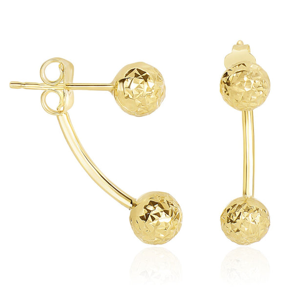 Buy LOVCIA Luxury 14k Yellow Gold Intricate Diamond Cut Spherical Earrings