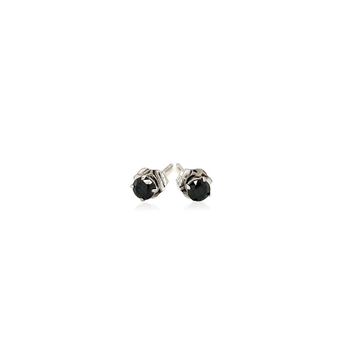 Buy LOVCIA Luxury 14k White Gold Black Cubic Zirconia Round Stud Earrings - 3mm