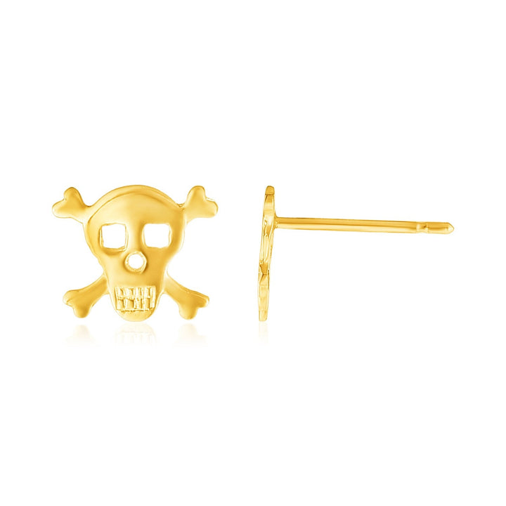 Buy LOVCIA Luxury 14K Yellow Gold Skull and Crossbones Stud Earrings