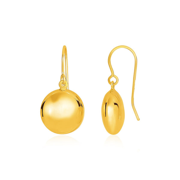 Buy LOVCIA Luxury Glamorous 14k Yellow Gold Puffed Circle Drop Earrings