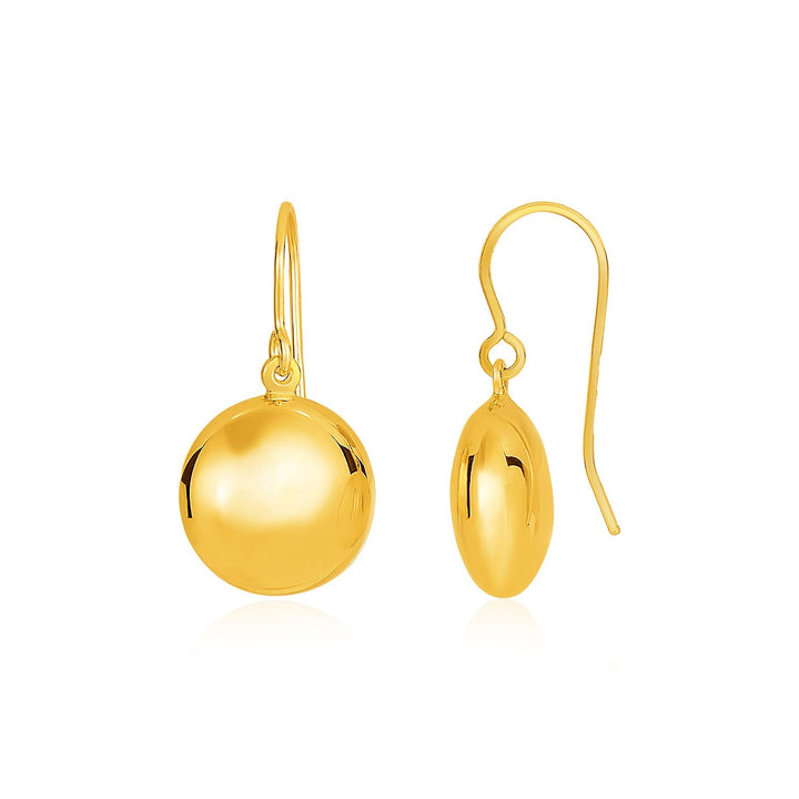 Buy LOVCIA Luxury Glamorous 14k Yellow Gold Puffed Circle Drop Earrings