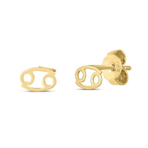 Buy LOVCIA Luxury 14k Yellow Gold Zodiac Cancer Stud Earrings