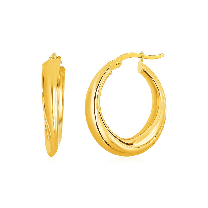 Buy LOVCIA Luxury Exquisite 14k Yellow Gold Oval Hoop Earrings with Hinged Clasps (20mm)